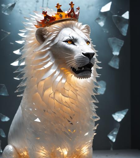 10658-3061688404-Made_of_pieces_broken_glass transparent sculpture,solo,lion,with a crown on his head, focus on a lion, glass,crack.png